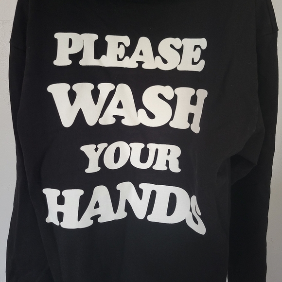 Talentless Unisex Large Black Hoodie Pullover Sweatshirt Please Wash Your Hands - Picture 3 of 7